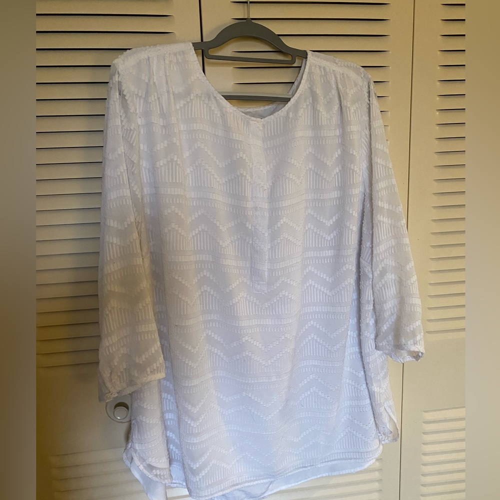 3x White on white printed 3/5 sleeve Talbots top